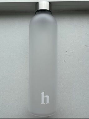 Hims/Hers Frosted Acrylic Time Stamped Water Bottle NEW